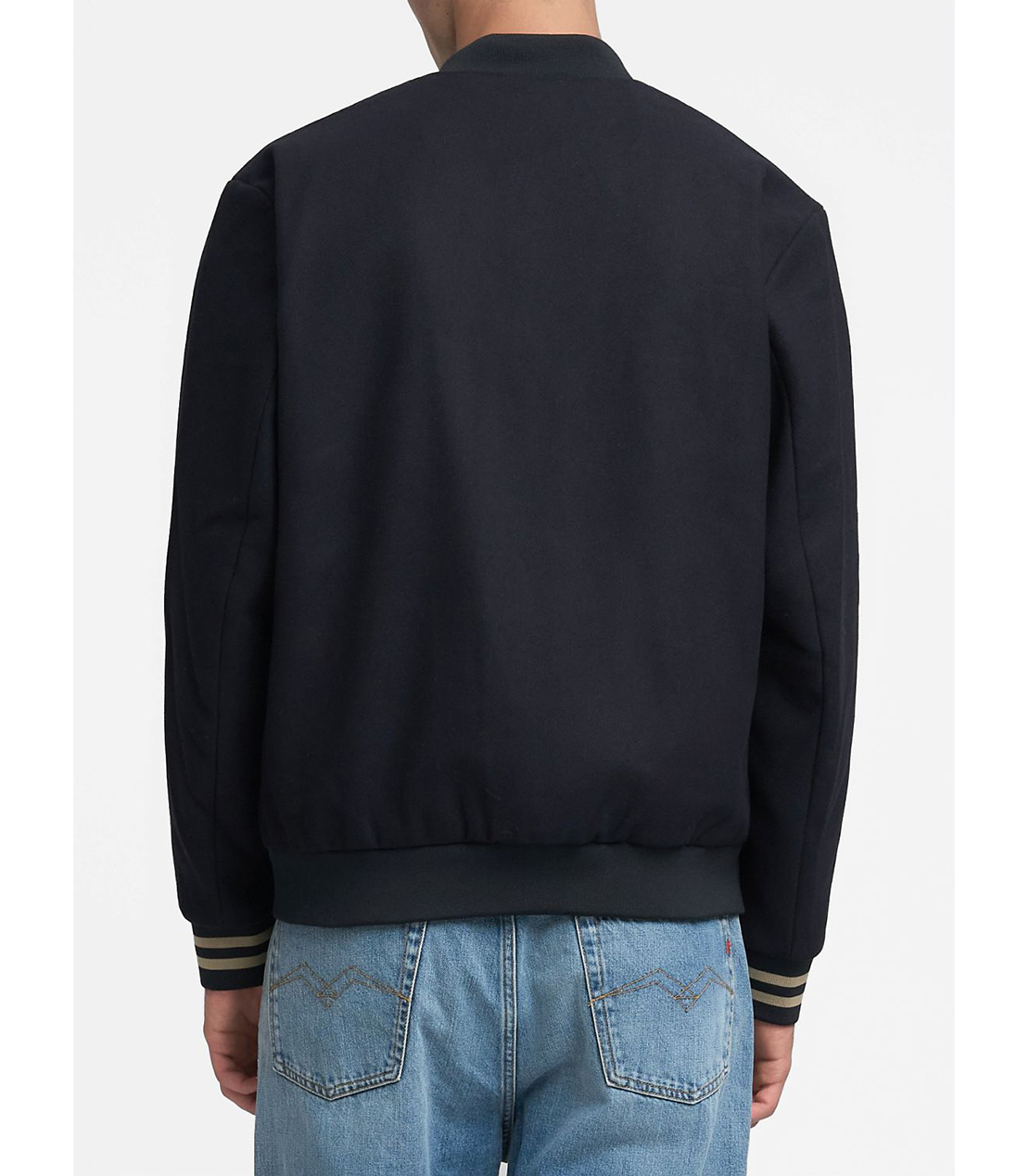 ウールブレンド バーシティ ボンバージャケット 詳細画像 ダークブルー 2